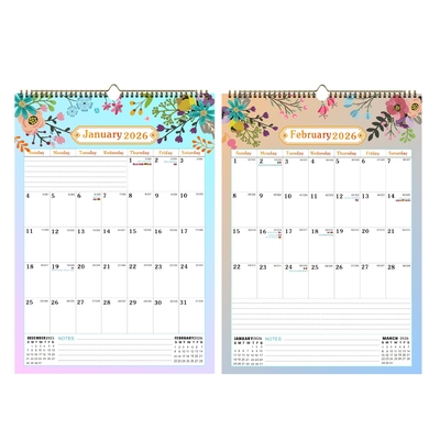 Calendário de parede personalizado em espiral Tipo de papel brilhante Personalização Adicionar datas e eventos pessoais