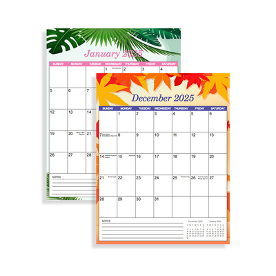 Calendários de escritório personalizados de marca de negócios 12 x 12 polegadas Fim de mês Dezembro Design personalizado e personalizado para o seu negócio