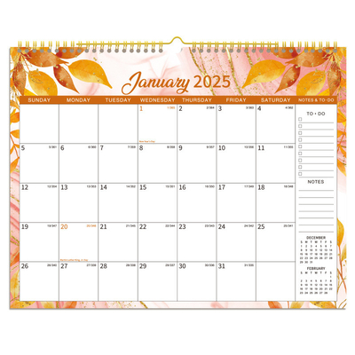Impressão a cores completas Calendário de parede personalizado com papel brilhante e forma retangular