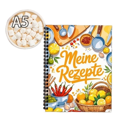 Caderno de capa dura em espiral com design em relevo de estilo vintage com material de capa dura