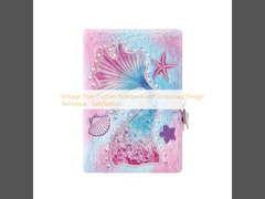 Notebook personalizado de estilo vintage com técnica de desenho em relevo